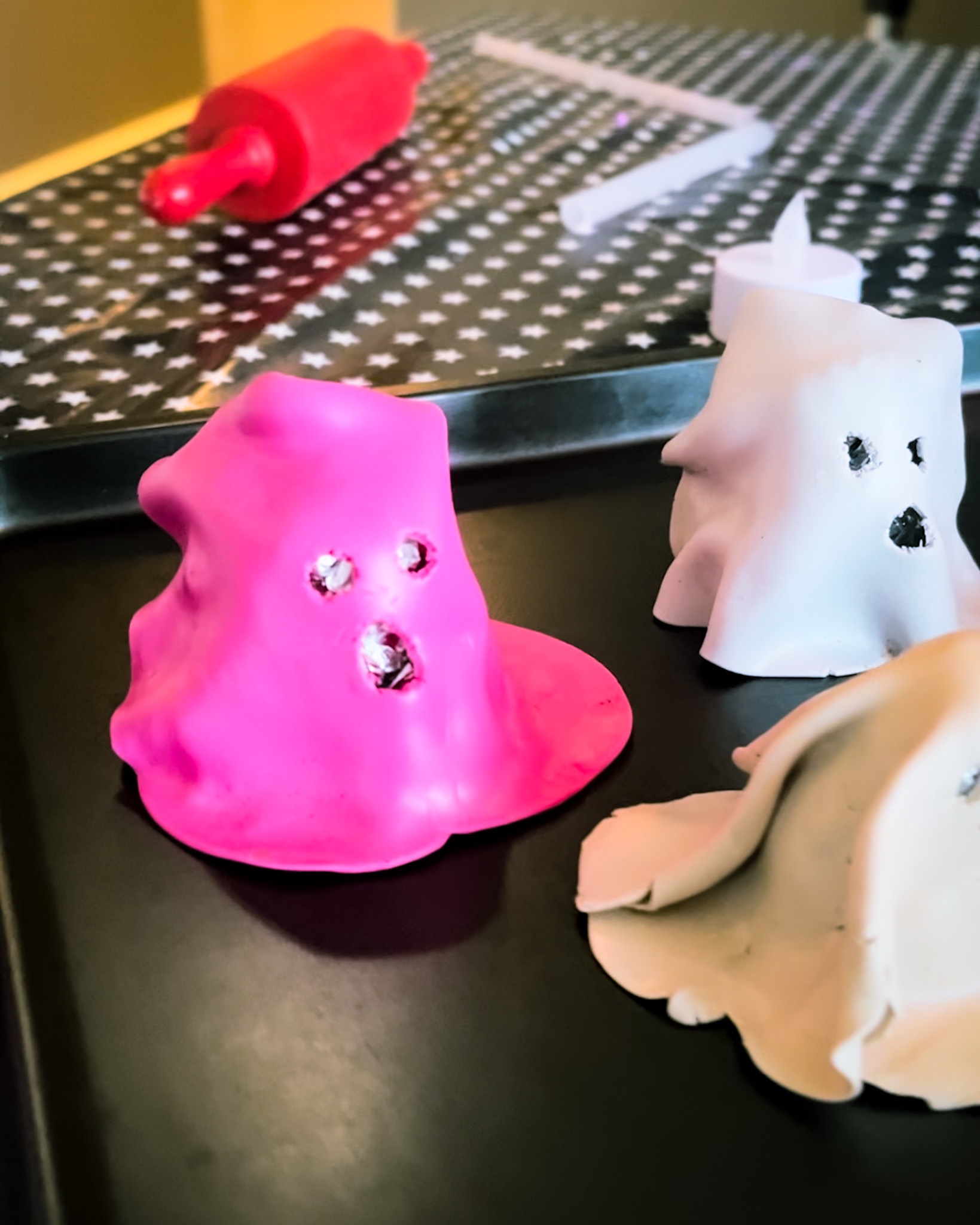 Spøkelser DIY lys pynt fimo