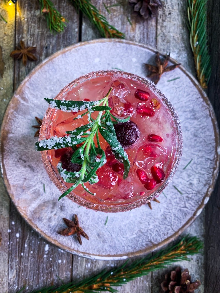 Beautiful, creative garnish for Christmas Holiday Cocktails